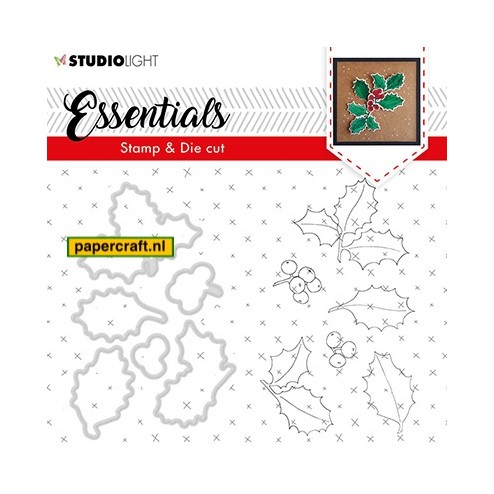 Studio Light Clear Stamp & Die Cut Holly Essentials nummer 50, code: BASICSDC50