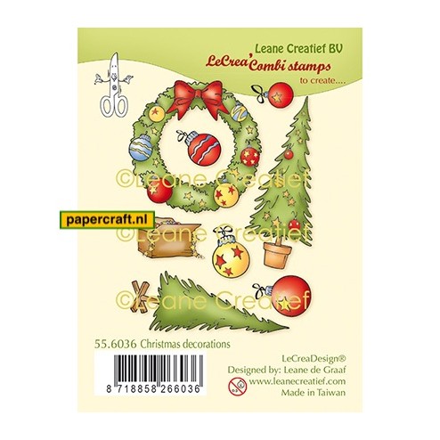 Leane Creatief Stempel Christmas Decorations uit de serie LeCrea Combi Stamps, code: 55.6036