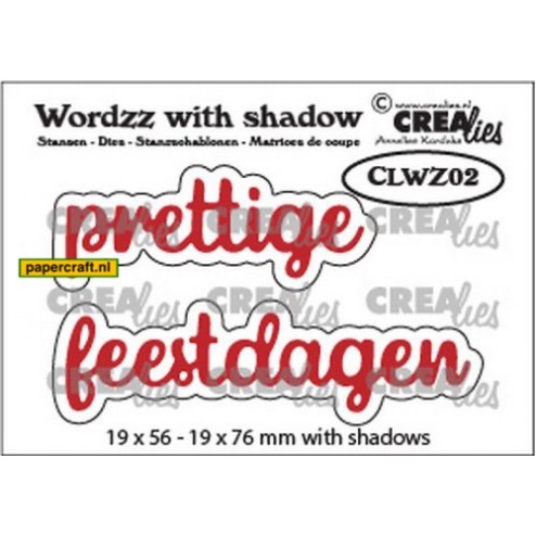 Crealies stansmal Prettige Feestdagen uit de serie Wordzz Stansen With Shadow, code: CLWZ02