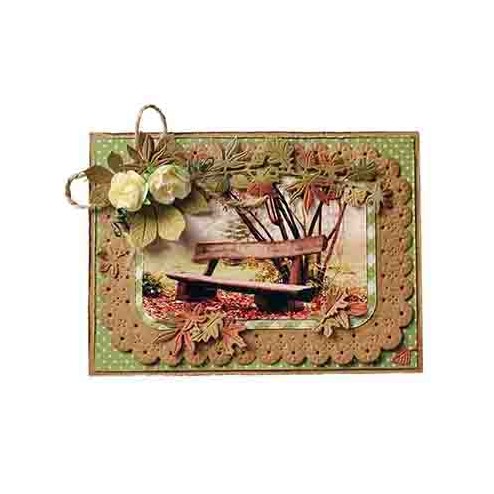 Voorbeeldkaart met o.a. de stansmal Leaves en Guirlande uit de Autumn serie van Joy! Crafts van ontwerper Noor! Design