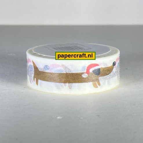 Dovecraft Collections Washi Tape Modern Christmas Tekkel met Kerstmuts van Trimcraft