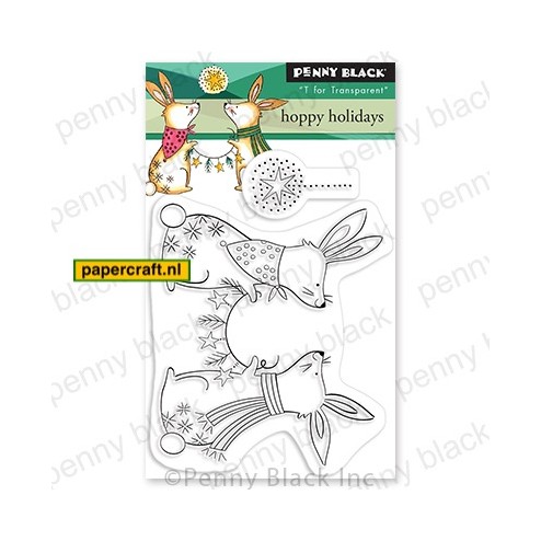 Penny Black Clear stempel Hoppy Holidays uit de collectie Winter Wishes