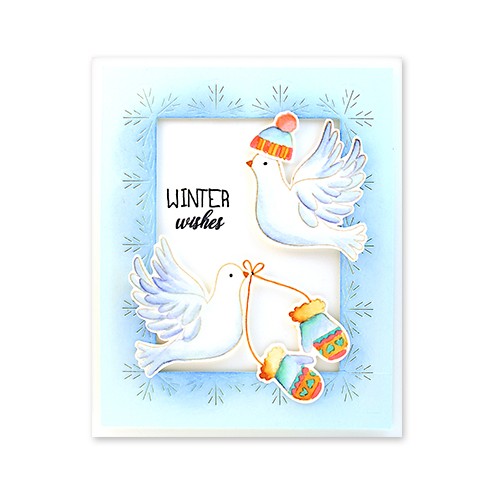 De Dearest Doves met de Muts en Wanten van de Get Comfy, gestempeld en gestanst met Penny Black