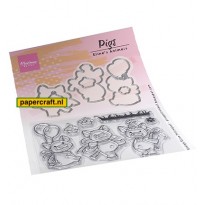 Marianne Design Stamp & Die set Eline's Animals Pigs van ontwerper Eline Pellinkhof, code: EC0187