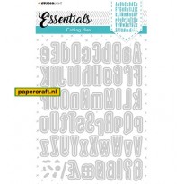 Het hele alfabet in hoofdletters, kleine letters en met schaduw kunt u stansen met de Studio Light mal 390