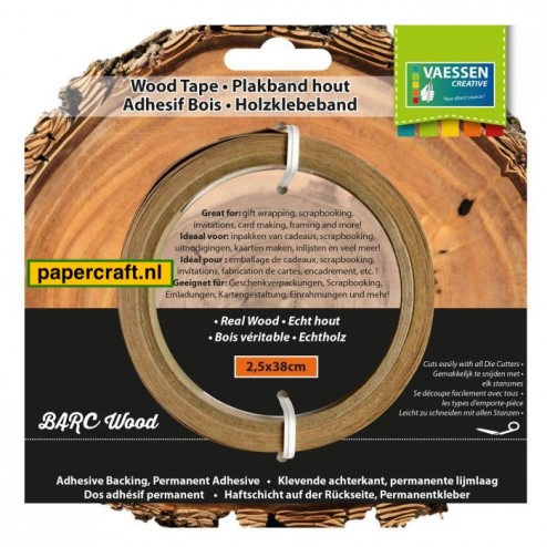 Vaessen Creative zelfklevende Wood Tape Cherry in een breedte van 2,5 cm, code: 2921-903