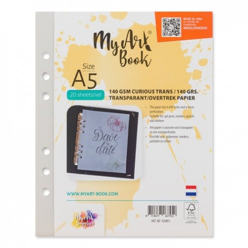 MyArtBook Schetspapier Transparant, geschikt voor overtrekken. Formaat A5 in een verpakking met 20 vellen