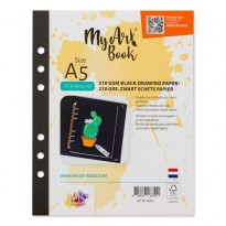 MyArtBook Schetspapier Zwart  210 grams. Het formaat is A5 en in een verpakking zitten 10 vellen