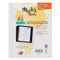 MyArtBook Dotted Bulletjournal Papier Wit 150 grams. Het formaat is A5 en in een verpakking zitten 50 vellen