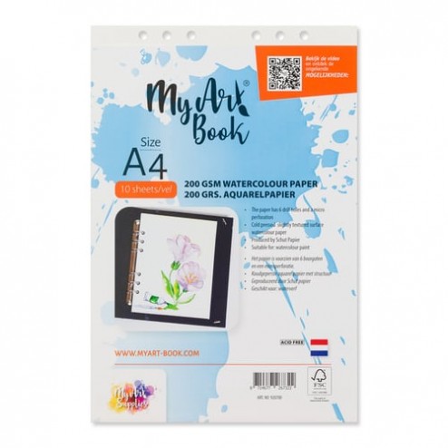 MyArtBook Aquarel Papier in het formaat A4 in een verpakking met 10 vellen