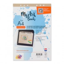 MyArtBook Recycled Kraft Schetspapier Gemeleerd Grijs 120 grams. Het formaat is A4 en in een verpakking zitten 20 vellen